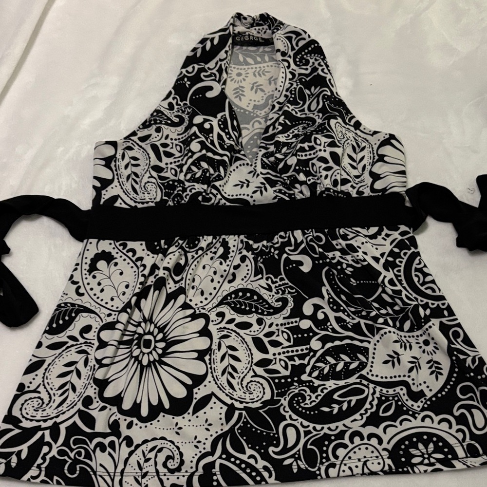 George Black and White Patterned Top